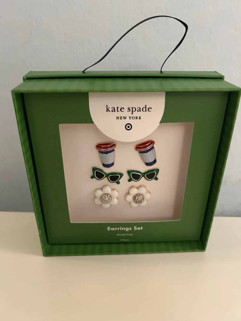 kate spade Green Sunglasses, White Flower & Blue Coffee Cup Earring Set - Picture 2 of 8